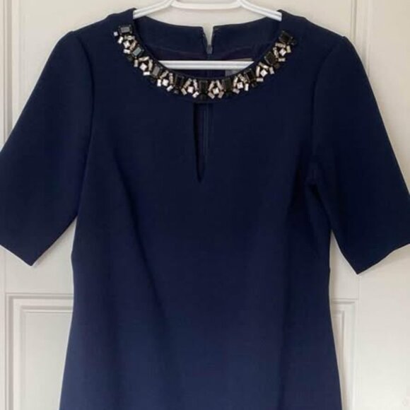 Vince Camuto Short Sleeve Navy Blue Cocktail Dress - Picture 1 of 3